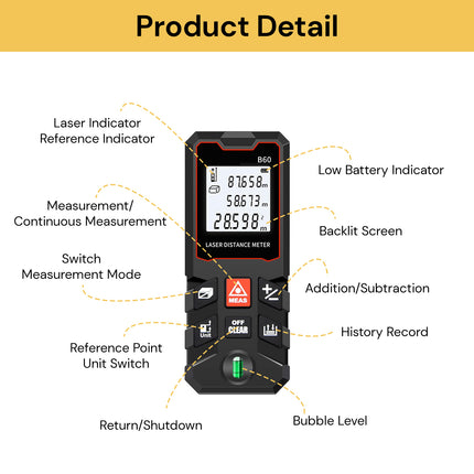 60M Laser Measure Distance Meter