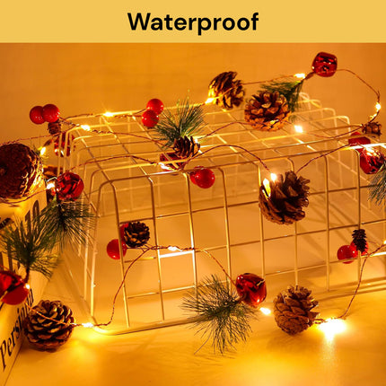 LED Pinecone Red Berry String Light