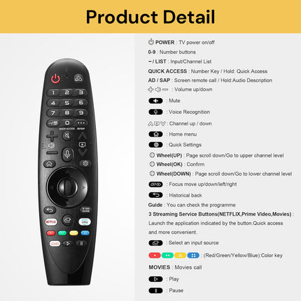 Replacement Remote Control For Smart TV