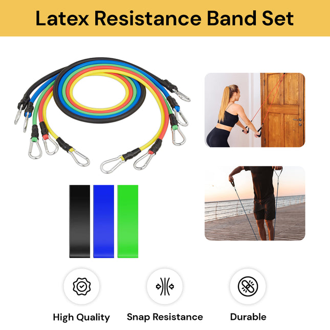 14Pcs Latex Resistance Band Set