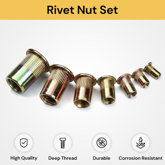 300pcs Rivet Nut Set - Zinc plated - Assorted Sizes