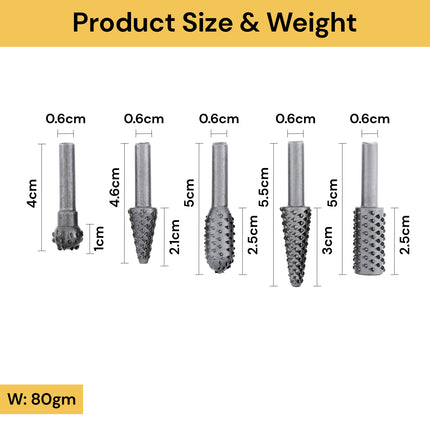 5PCs Rotary Burr Rasp Set