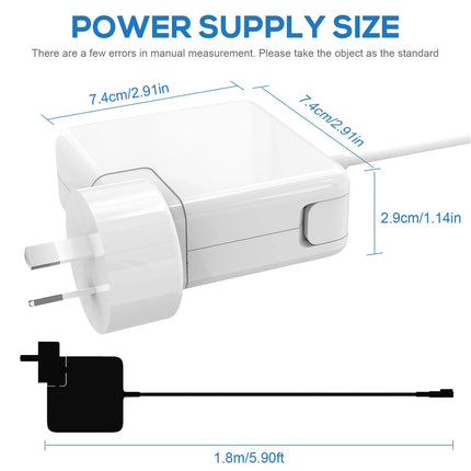 MagSafe 1/2 Power Adapter Charger 60W / 85W For MacBook & MacBook Pro Replacement Laptop Charger Safe Fast Charging Durable Cable Wall Plug