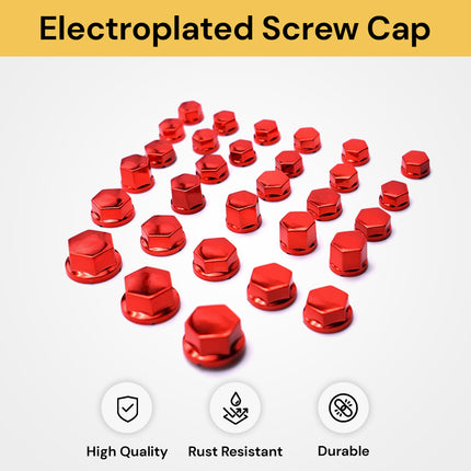 30pcs Electroplated Screw Cap - Decorative, RED,BLUE