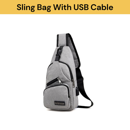 Chest Sling Bag With USB Cable