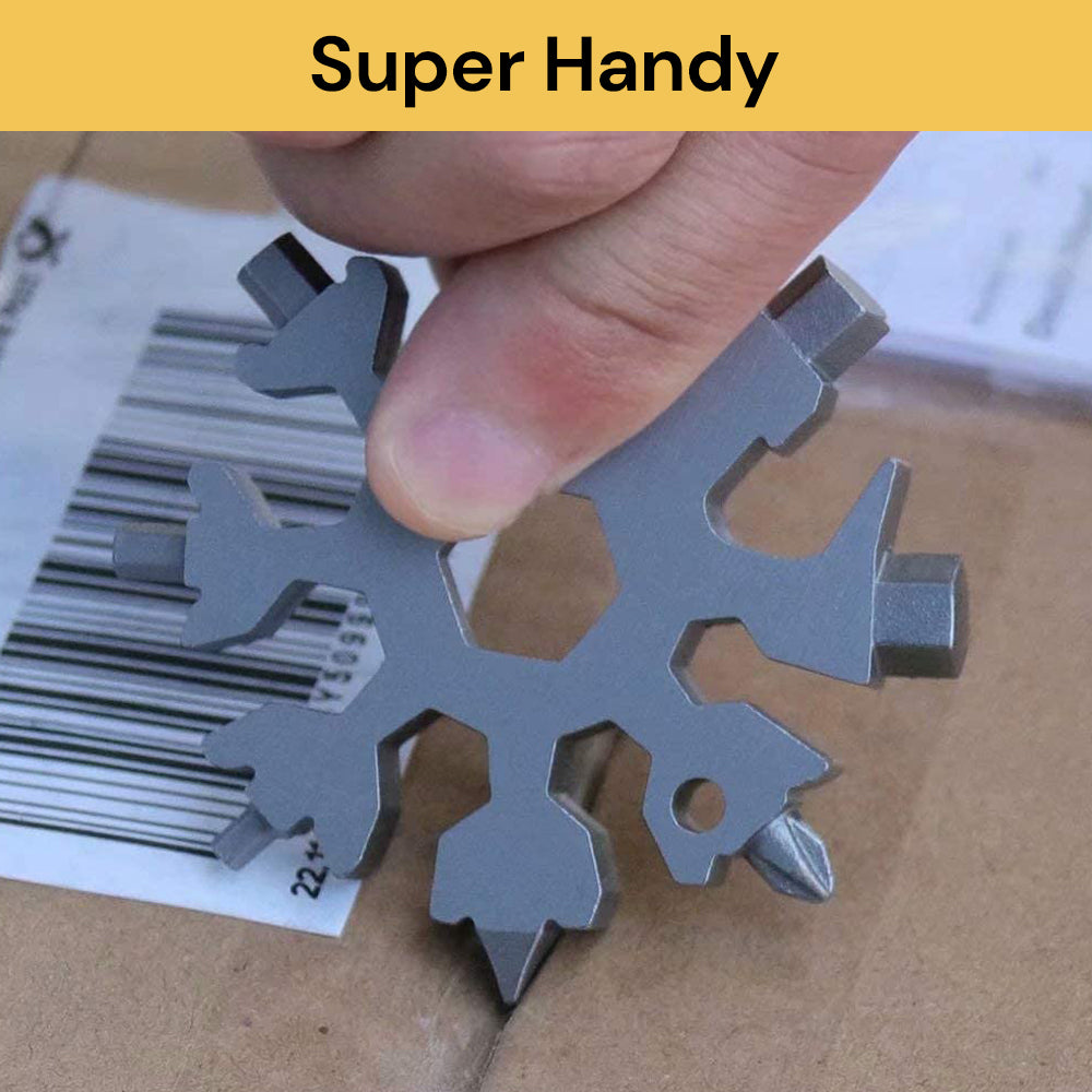 Snowflake Multitool 18-in-1 Snowflake Multi-Tool - Portable Snowflake Wrench - Silver