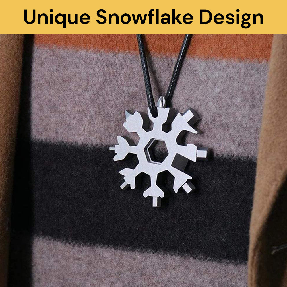 18-in-1 Snowflake Multi-Tool - Portable Snowflake Wrench - Silver
