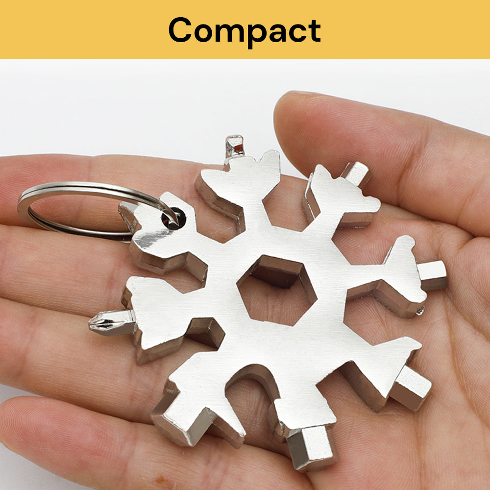 Snowflake Multitool 18-in-1 Snowflake Multi-Tool - Portable Snowflake Wrench - Silver