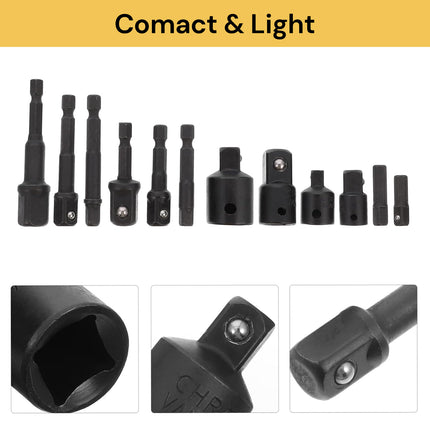 12PCs Drill Socket Adapter And Reducer Set