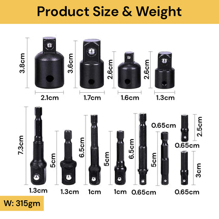 12PCs Drill Socket Adapter And Reducer Set