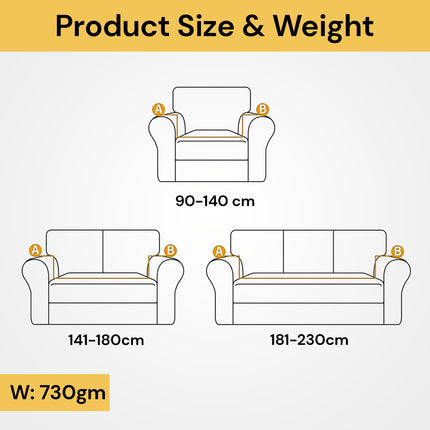 1-2-3 Seater Sofa Couch Cover - Grey - Stretchable and Protective