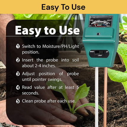 3 In 1 Soil PH/Moisture/Light Tester