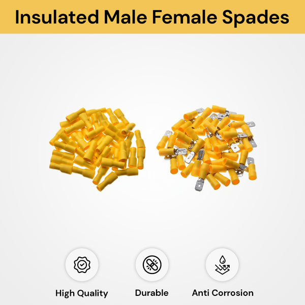 100PCs Insulated Male Female Spades