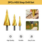 3PCs HSS Step Drill Set