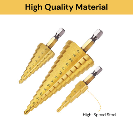 3PCs HSS Step Drill Set