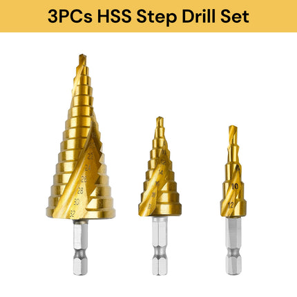 3PCs HSS Step Drill Set