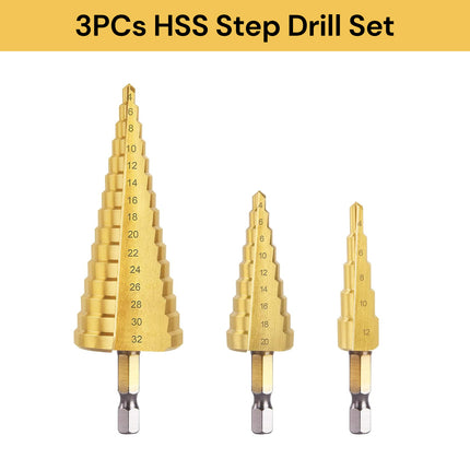 3PCs HSS Step Drill Set