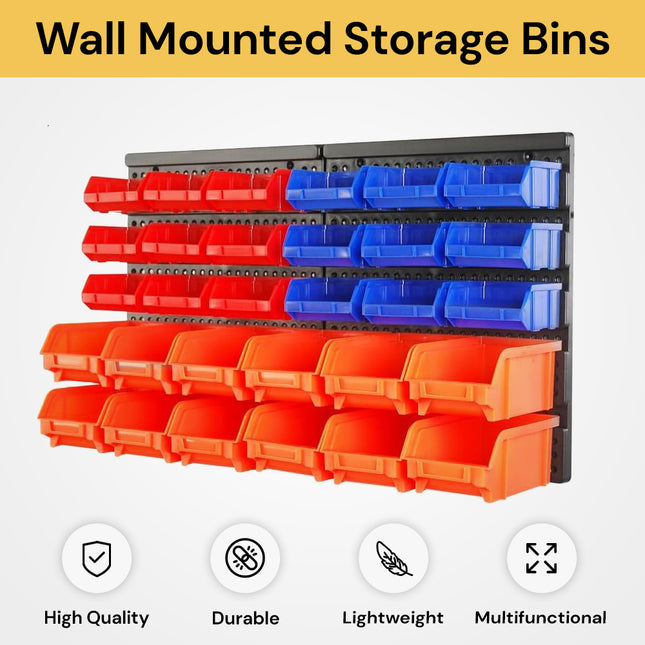 30Pc Wall Mounted Storage Bins