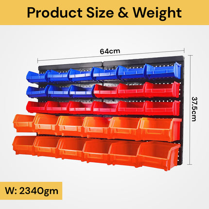 30Pc Wall Mounted Storage Bins