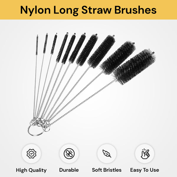 10PCs Nylon Long Straw Brushes