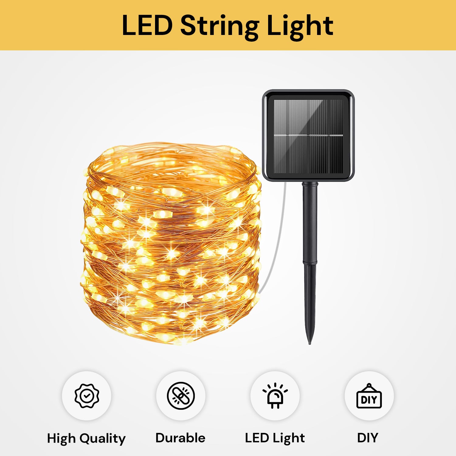 Solar Powered LED String Lights – 20/100/200 LED, 8 Modes, 12m/22m, For Outdoor Decor