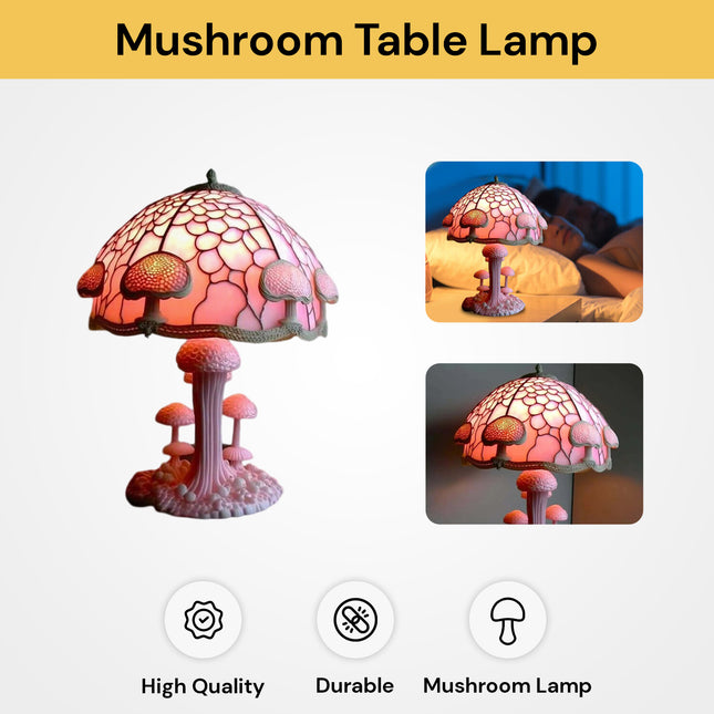 Mushroom Stained Glass Table Lamp