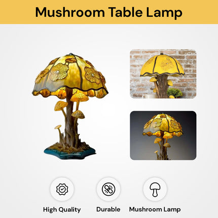 Mushroom Stained Glass Table Lamp