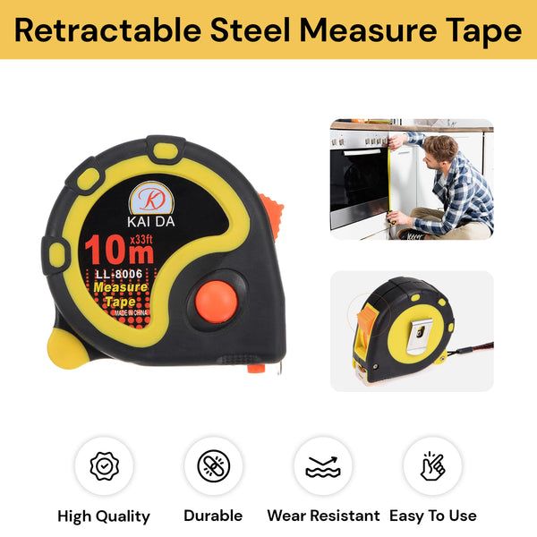10M Retractable Steel Measure Tape