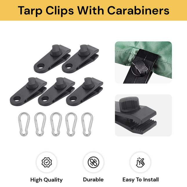 5PCs Tarp Clips With Carabiners