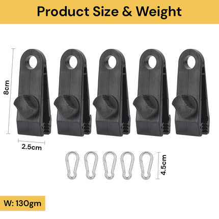 5PCs Tarp Clips With Carabiners