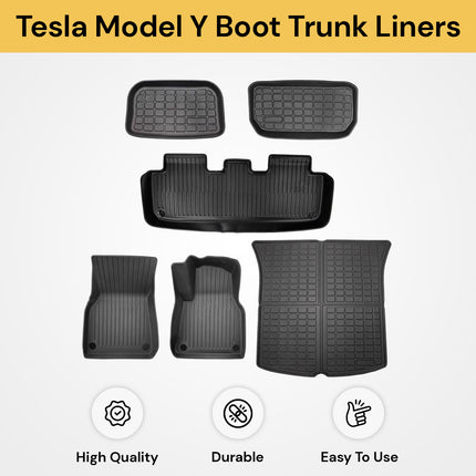 6PCs Tesla Model Y Boot Trunk Liner Mat Set