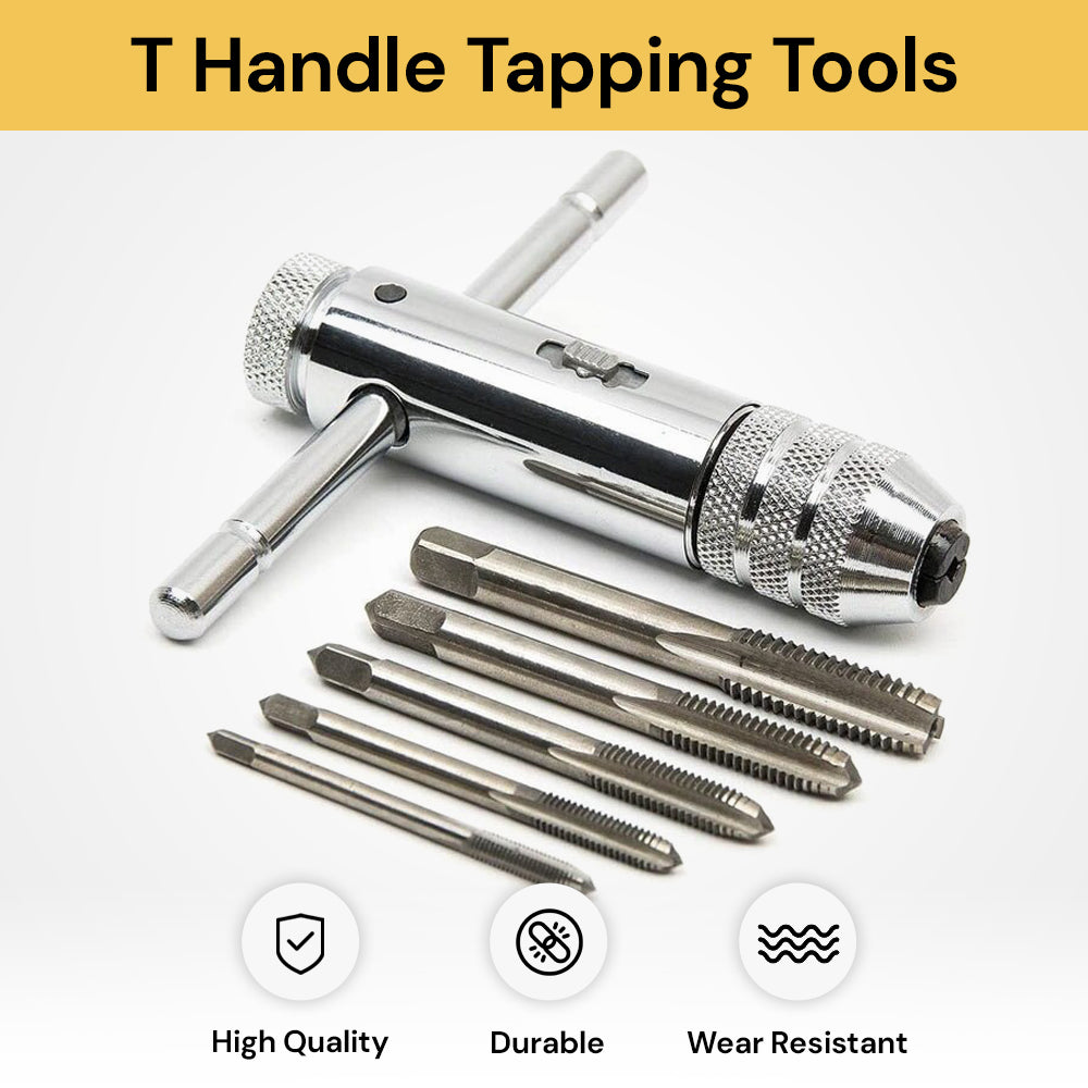 5PCs Tapping Threading Tools With T-Handle Wrench ThreadingTool01