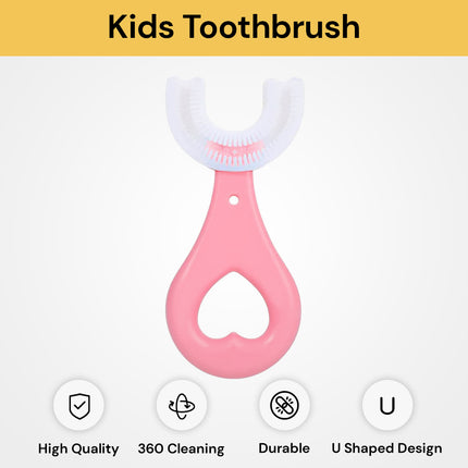 Kids U-Shaped Toothbrush - Soft Bristles, Fun Colors