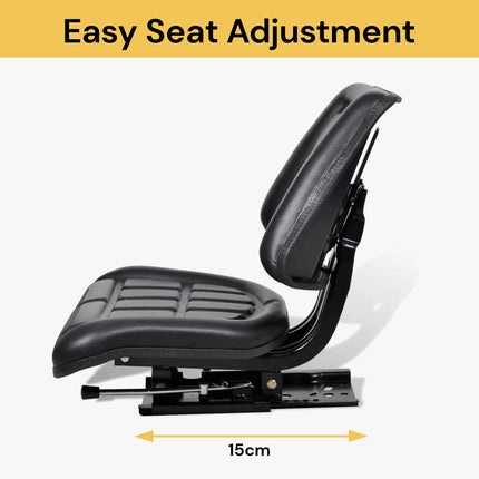 Adjustable Legroom Tractor Seat -Black - Ergonomic and Durable