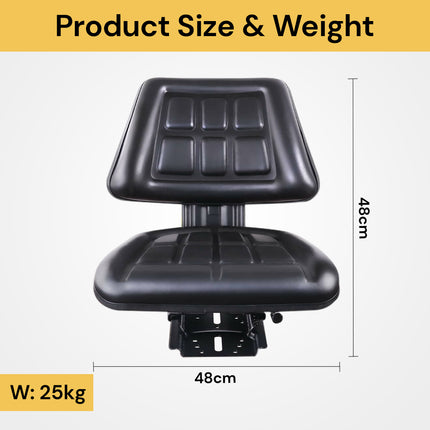 Adjustable Legroom Tractor Seat -Black - Ergonomic and Durable