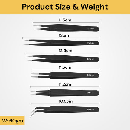 6PCs Precision Tweezers