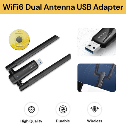 AX1800Mbps WiFi6 Dual Antenna USB Adapter