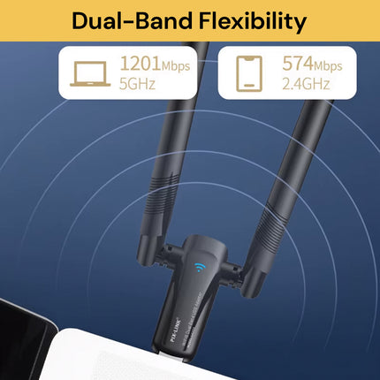 AX1800Mbps WiFi6 Dual Antenna USB Adapter