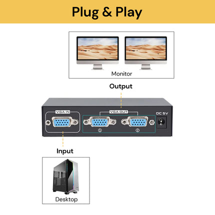 2 Port VGA 200MHz VGA Splitter