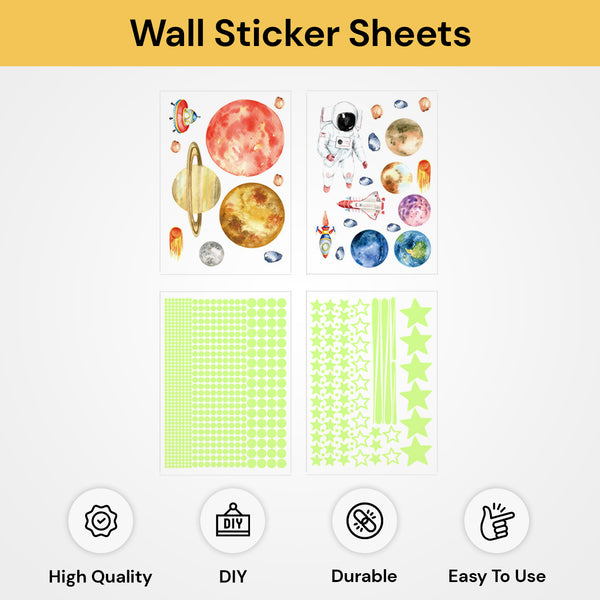 4PCs Luminous Wall Sticker Sheets