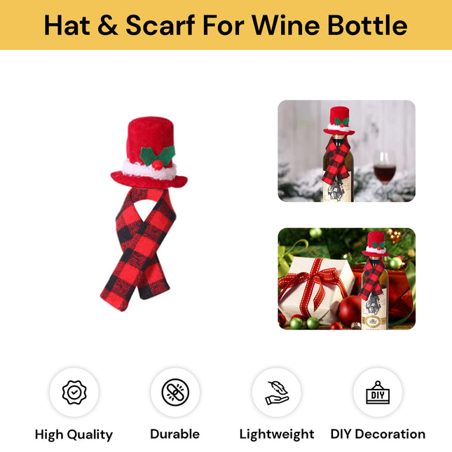 Christmas Hat And Scarf For Wine Bottle