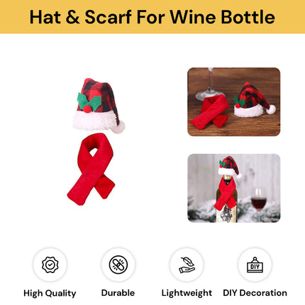 Christmas Hat And Scarf For Wine Bottle