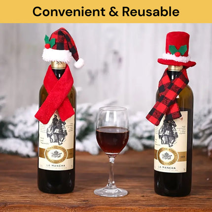 Christmas Hat And Scarf For Wine Bottle