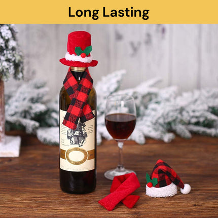 Christmas Hat And Scarf For Wine Bottle