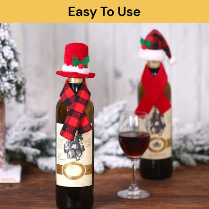 Christmas Hat And Scarf For Wine Bottle