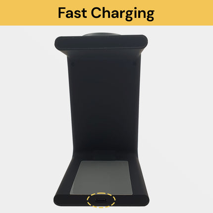 25W 3-in-1 Wireless Charger - Black - Fast Charging Station