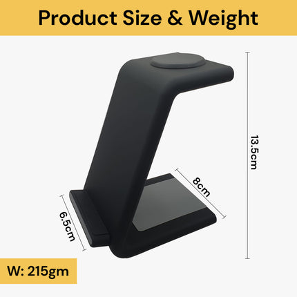 25W 3-in-1 Wireless Charger - Black - Fast Charging Station