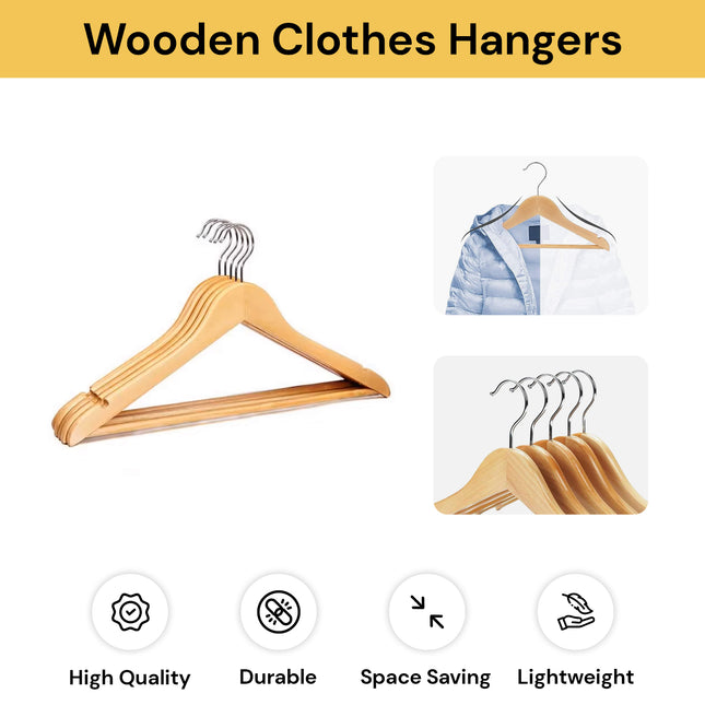 5PCs Wooden Clothes Hangers 