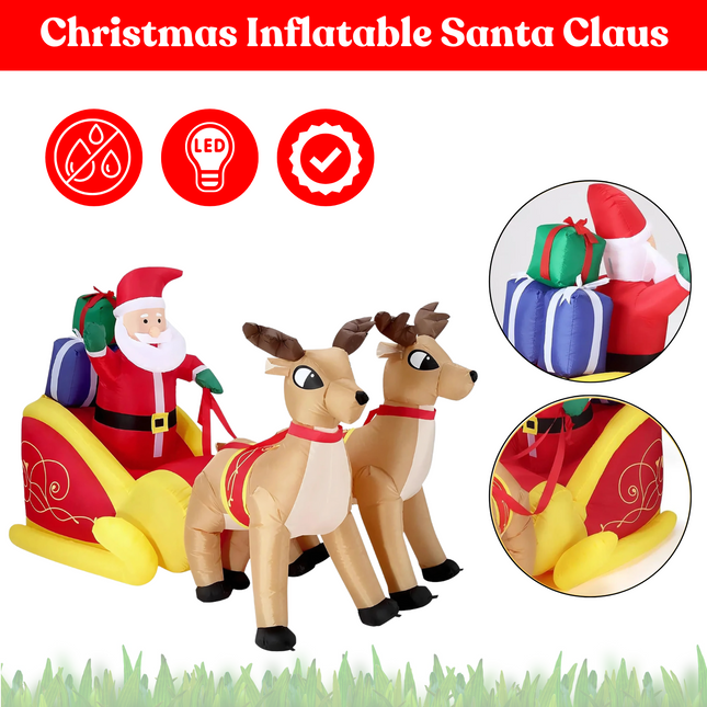 Christmas Inflatables Outdoor Santa Claus Reindeer Sleigh Light Decor