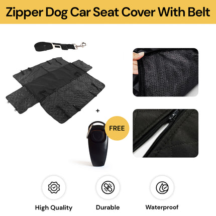 BUY Zipper Dog Car Seat Cover With Belt GET Dog Clicker Whistle - Training Tool FREE